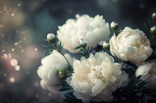 Festive background bokeh white peonies Generative AIx9