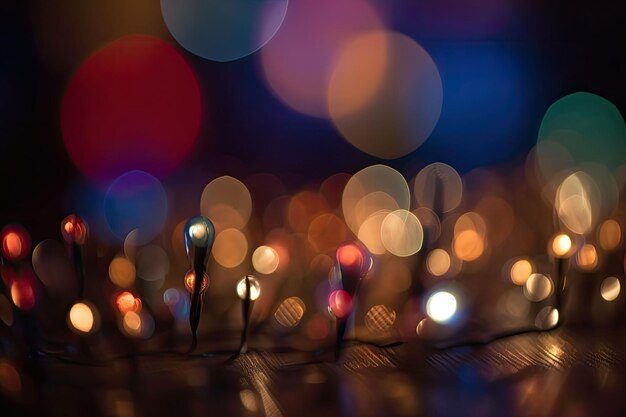 Festive background garland bokeh Colorful string lights on a dark background Generative AI