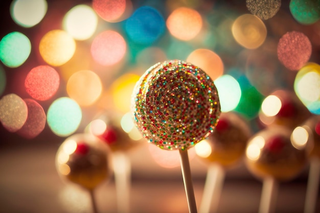 Photo festive background of lollipops generative ai