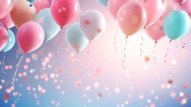 Festive background with colorful balloons 3d rendering