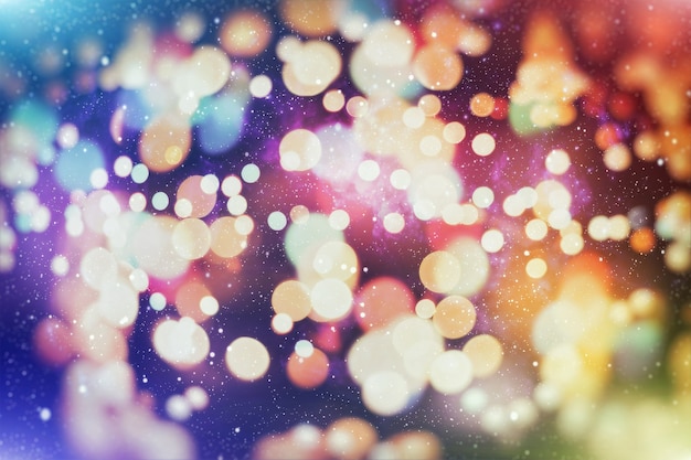 Festive background with natural bokeh and bright golden lights. Vintage Magic background with colorful bokeh.