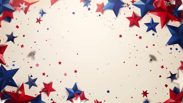 Festive background with scattered red white and blue stars on a creamy backdrop ideal for national