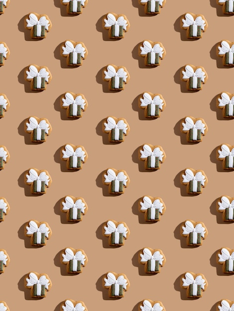 Festive bakery seamless pattern gingerbread gift