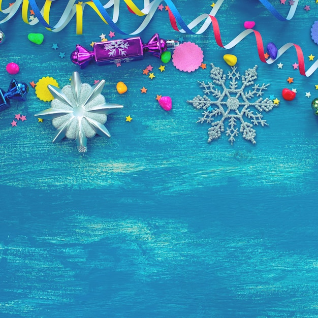 Festive bright blue christmas background