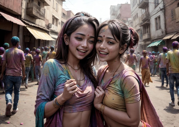 Festive Charm Hot Girls Enchanting Holi Moments