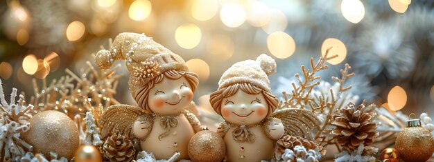 Photo festive christmas angels bringing joyful cheer holiday celebration concept