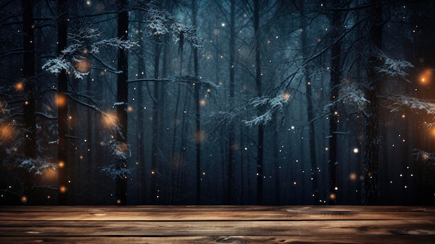 Festive Christmas decoration with sparkling snowflakes on wooden table