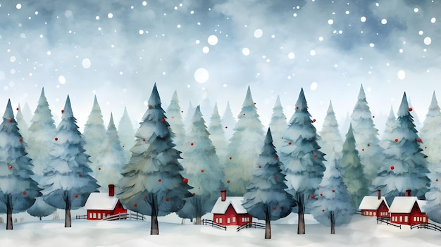 Festive Christmas Holiday Watercolor Illustration Banner Image