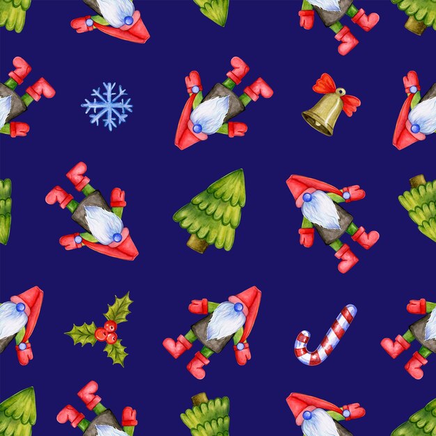 Festive Christmas pattern with gnomes