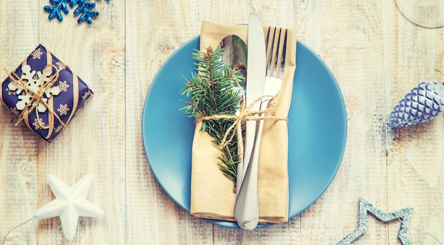 Festive Christmas table setting