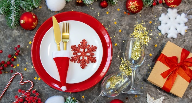 Festive Christmas table setting