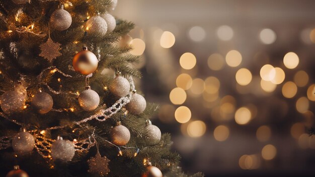 Festive Christmas Tree Closeup Snowy Branches amp Ornaments