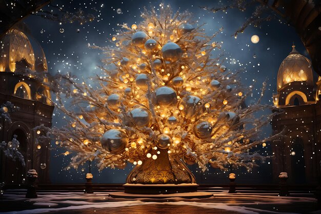 Festive christmas tree illumination photography