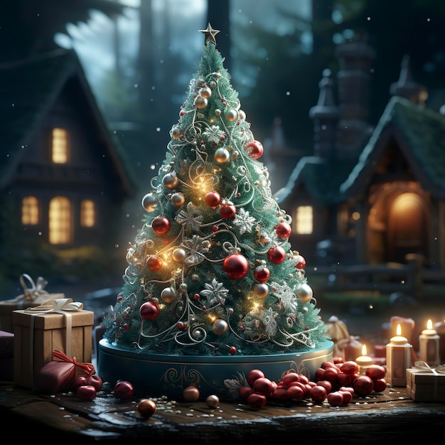 A Festive Christmas Tree with Presents UnderneathChristmas Magic Holiday Cheer A Christmas Dream