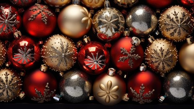 a festive collage of Christmas ornaments with sparkling lights glittering baubles