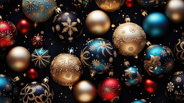 a festive collage of Christmas ornaments with sparkling lights glittering baubles