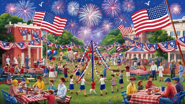 Festive composition of 4th of july elements