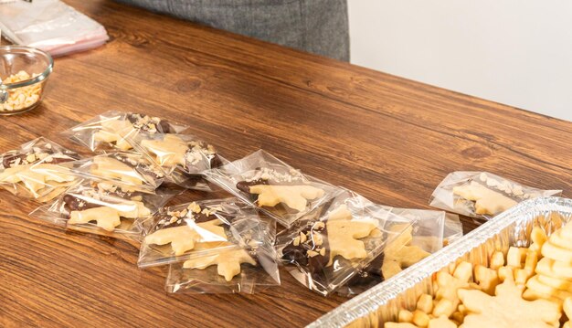 Festive cookie packaging with chocolatedipped christmas delights