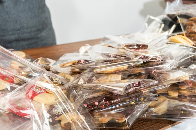 Festive cookie packaging with chocolatedipped christmas delights