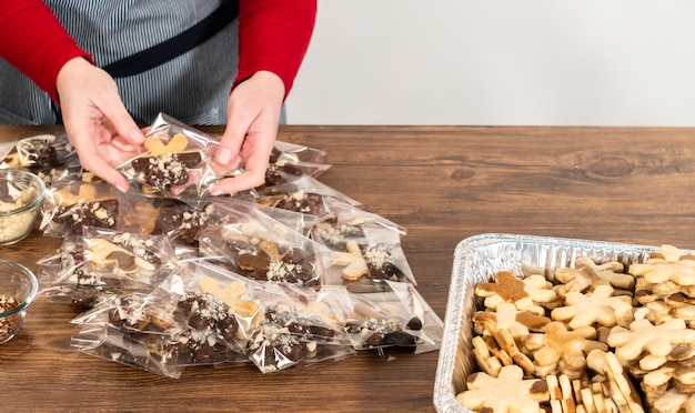 Festive cookie packaging with chocolatedipped christmas delights