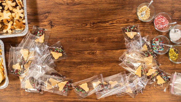 Festive cookie packaging with chocolatedipped christmas delights