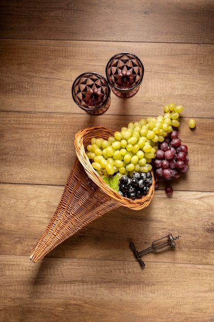 Festive cornucopia composition with delicious foods