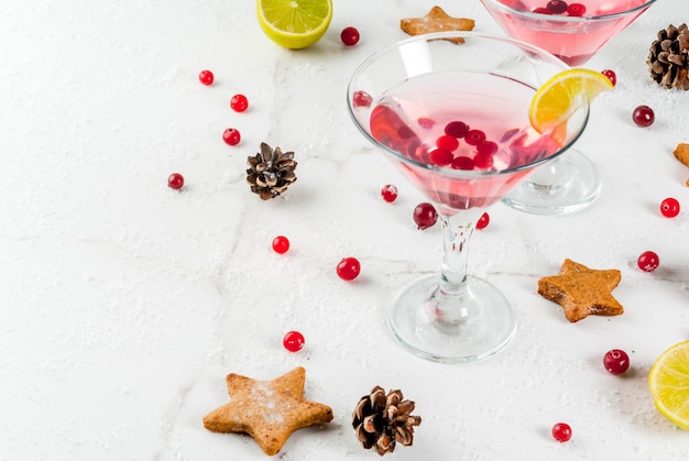 Festive cranberry martini with lime