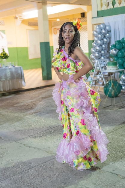 Festive Cumbia Dancer in Traditional Attire