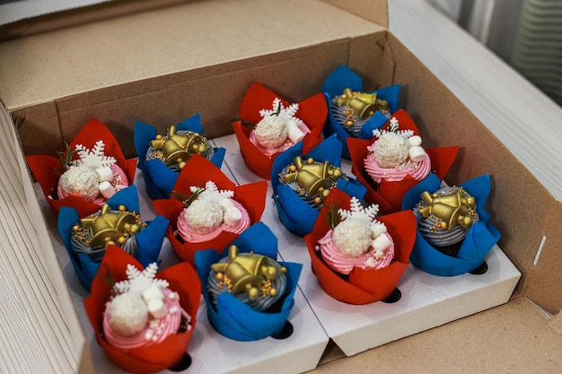 Festive cupcakes in a box