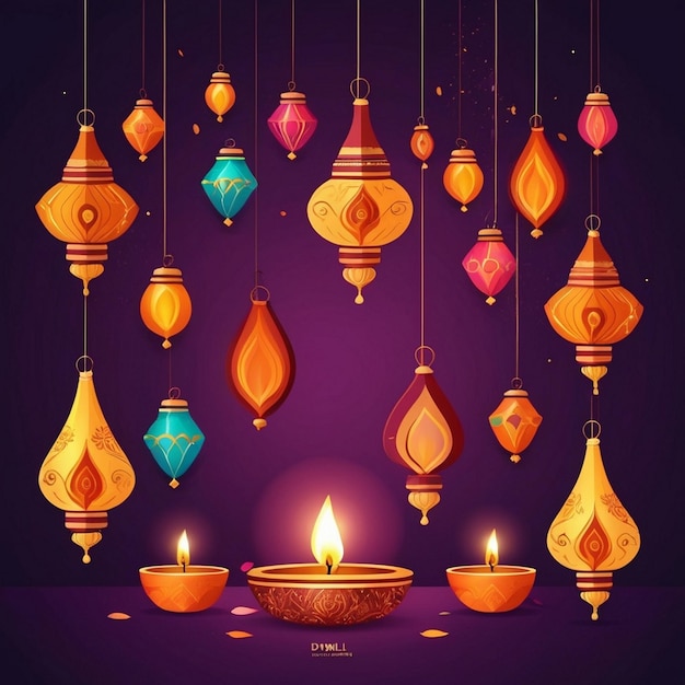 Photo festive diwali lanterns and diyas lighting up the celebration