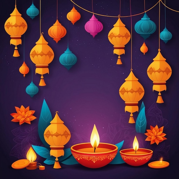 Photo festive diwali lanterns and diyas lighting up the celebration