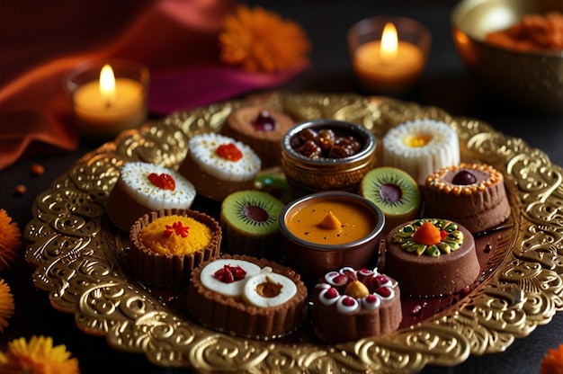 Photo festive diwali sweets platter a taste of tradition