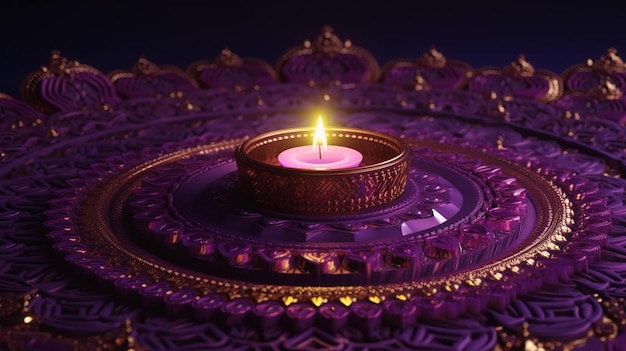 Festive Diwali Wallpaper Purple Ornate Pattern with Traditional Indian Concept