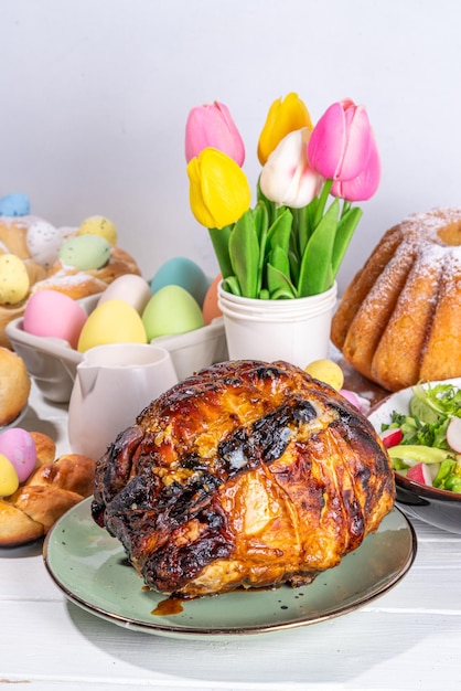 Festive Easter dinner or brunch table