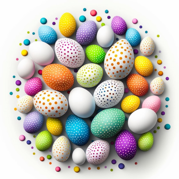 Festive easter eggs displayed against a clean white background generative ai