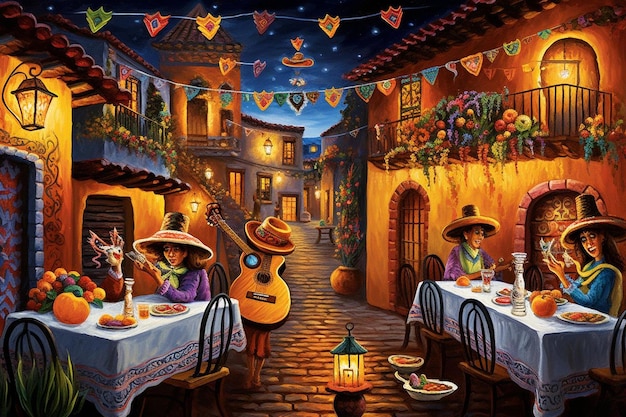 Festive Fiesta Artistic Expressions Drawing Image