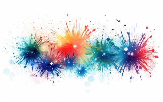 Festive Fireworks On White background