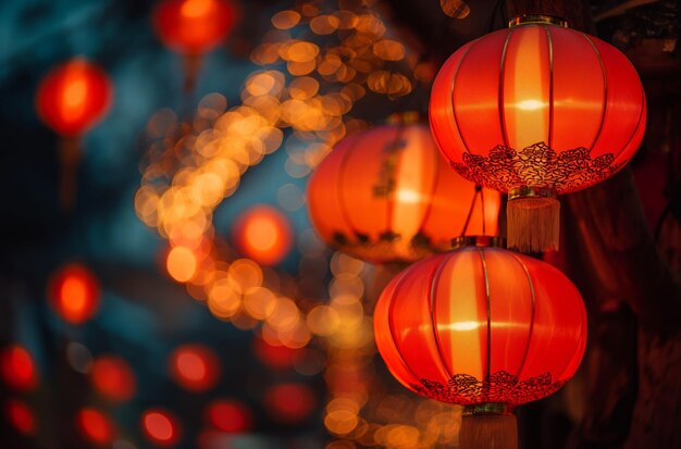 Festive glow Chinese red lanterns