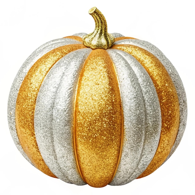 Photo festive gold and silver glitter pumpkin