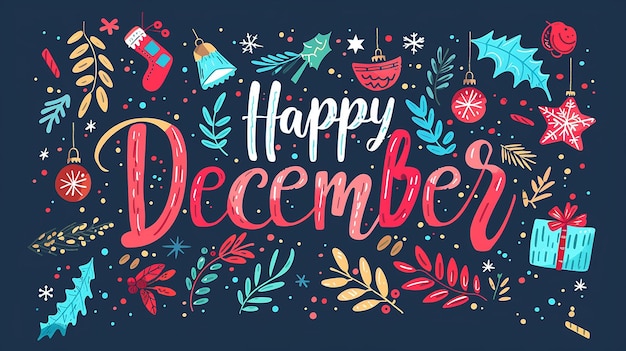 Photo festive happy december text christmas theme