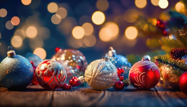 Festive Holiday Background with Christmas Decorations Generative AI