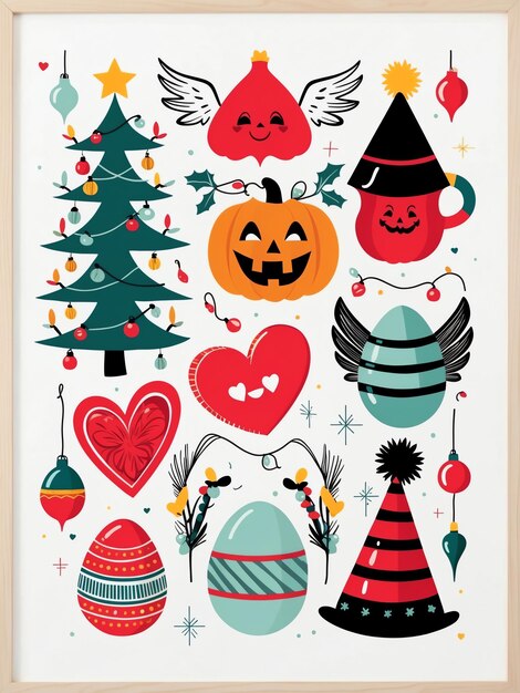 Photo festive holiday clipart collection