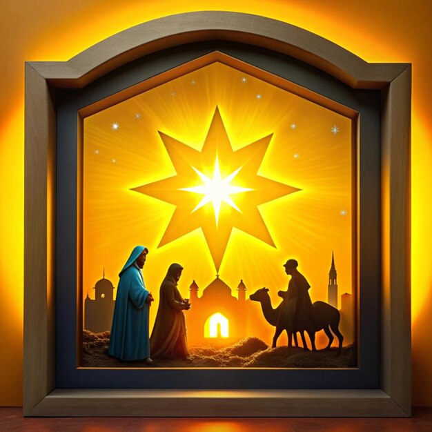 Photo festive holiday collection christmas decorations nativity scenes and starthemed designs