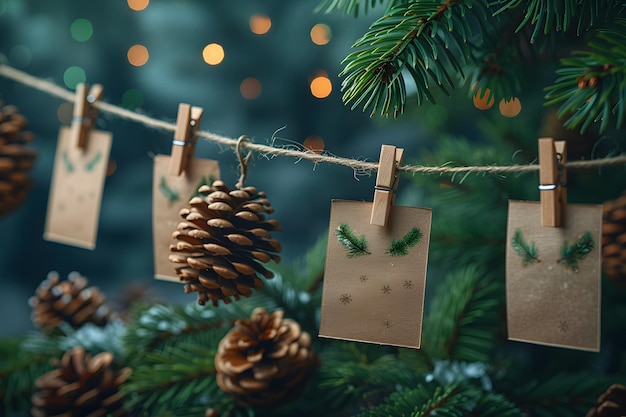 Festive Holiday Decor with Pine Cones and Evergreen Clippings for Christmas Celebrations