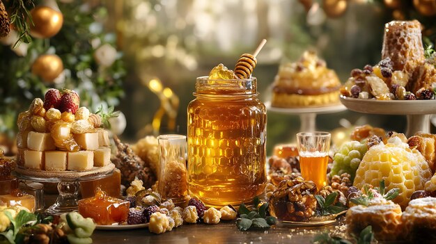 Festive Holiday Dessert Table with Honey