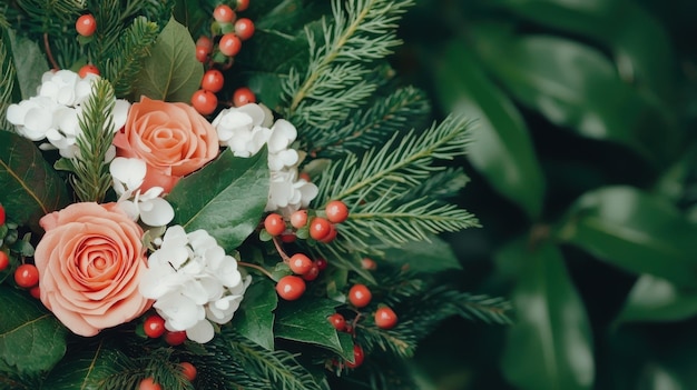 Photo festive holiday floral arrangement