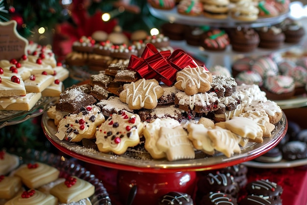 Photo festive holiday treats christmas cookie exchange delicious assortment