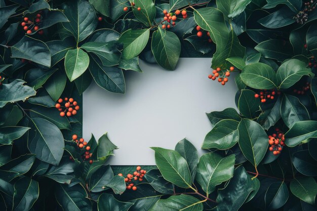 Festive Holly Frame Flat Lay