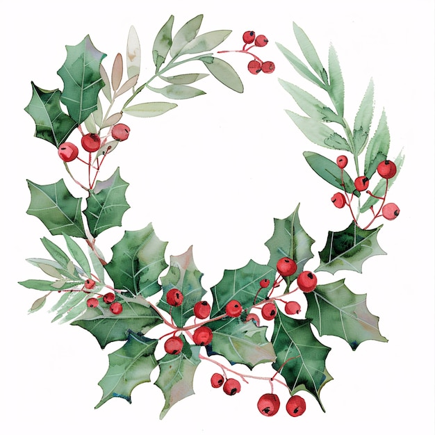 Festive holly garland featuring vibrant red berries and lush green leaves perfect for Christmas decorations and seasonal celebrations