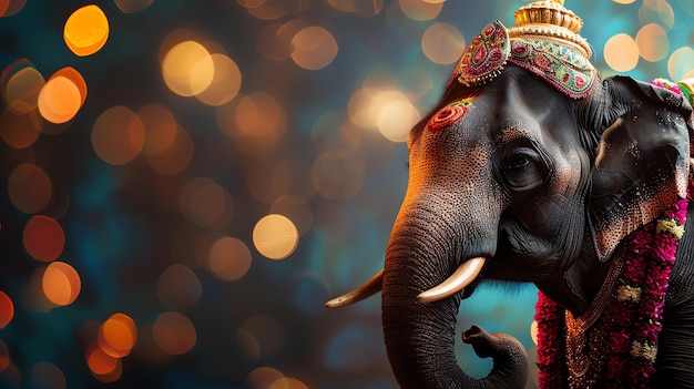 festive indian elephant on solid Hinduism background indian background theme